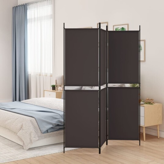 vidaXL Romdeler 3 paneler brun 150x180 cm stoff
