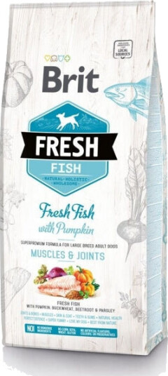 Brit Fresh Hundemat med Fisk og Gresskar 12 kg for Store Raser