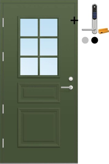 Ytterdør Bygg1 Fjord 03 Klarglass med Yale Doorman Classic Home