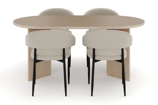 Other Brand Dano Spisebord 180 cm med 4 Sawako Spisestoler Travertin / Beige