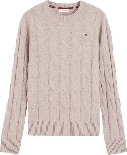 Tommy Hilfiger Soft Wool Cable C Nk Ls Swt Beige XS