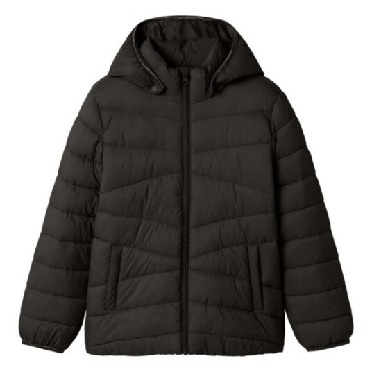 Name It NkfMarble Barnejakke Svart 128 med Avtagbar Hette