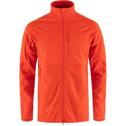 Fjellreven Men's Abisko Lite Fleece Jacket Flame Orange S Fjellreven Men's Abisko Lite Fleece Jacket Flame Orange S