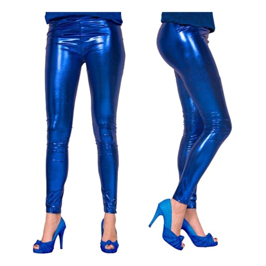 Folat BV Leggings Metallic Blå - Small/Medium