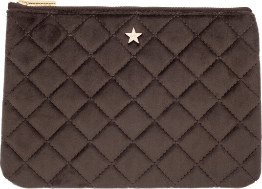 DARK Velvet Quilted Small Pouch Chocolate Brown DARK Velvet Quilted Small Pouch Chocolate Brown