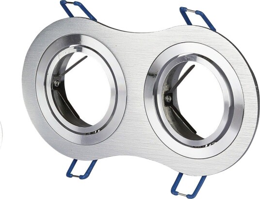 V Tac Dobbel GU10 innfellingsspot Rund børstet aluminium justerbar uten lyskilde V Tac Dobbel GU10 innfellingsspot Rund børstet aluminium justerbar uten lyskilde