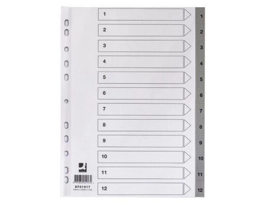 Q Connect Kf01917 Numerisk Faneindeks Polypropylen Pp Grå 225 Mm 297 Mm 14,4 Mm Q Connect Kf01917 Numerisk Faneindeks Polypropylen Pp Grå 225 Mm 297 Mm 14,4 Mm