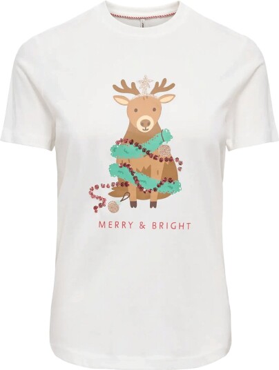 ONLY Onlxmas Yrsa Christmas S/S Top Jrs CLOUD DANCER S