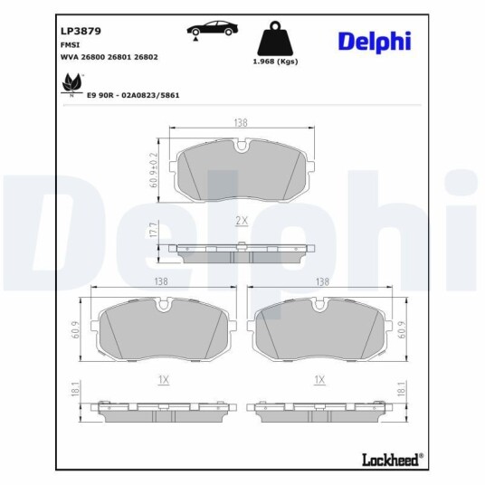 Bremseklosser DELPHI LP3879