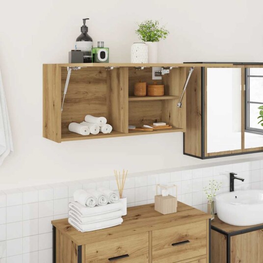 Veggskap til baderom artisan eik 80x25x40 cm konstruert tre Veggskap til baderom artisan eik 80x25x40 cm konstruert tre