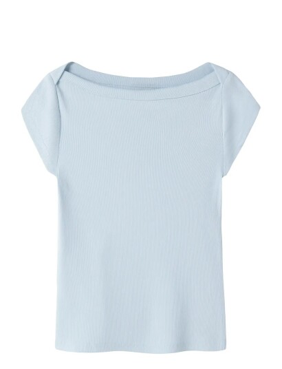 LMTD Nlfkana Ss Short Boatneck Top Blue 158 164 LMTD Nlfkana Ss Short Boatneck Top Blue 158 164
