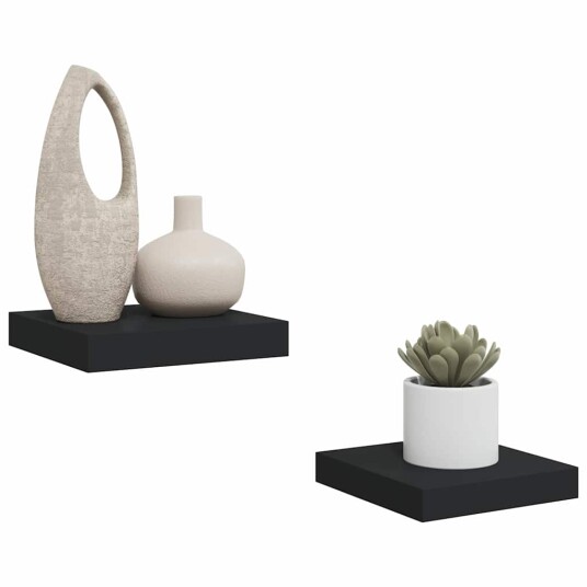 vidaXL Flytende vegghyller 2 stk svart 23x23,5x3,8 cm MDF