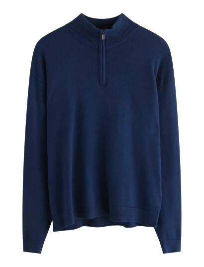 Lindex Sweater Fineknit Halfzip Navy 134/140 Lindex Sweater Fineknit Halfzip Navy 134/140
