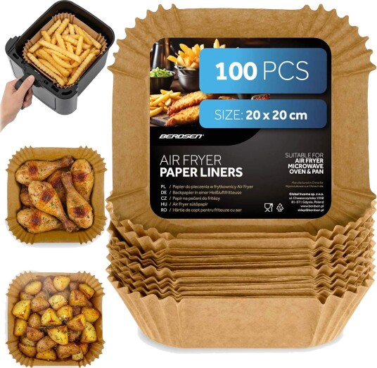 Bakepapir til airfryer 20 cm 100 pakning