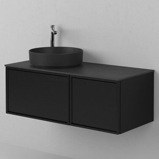 INR Iconic Nordic Rooms Air Wood Servantskap Hel Front med 2 Skuffer og 1 Dør H350xd450mm Black oak / 100cm Høyre