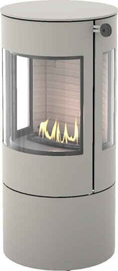 Viva L 100 nikkel frittstående biopeis med sideglass og ståldør Viva L 100 nikkel frittstående biopeis med sideglass og ståldør
