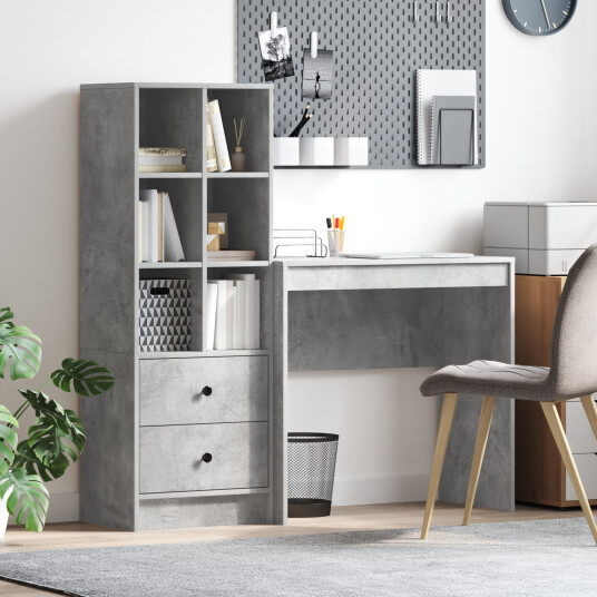 Skrivebord med lagring 2 pcs Betonggrå 80 x 40 x 76 cm