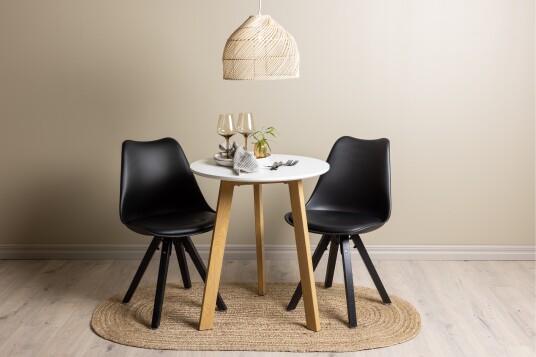 Venture Home Leonora Spisegruppe 65 cm Rund med 2 Zeno Stoler Sort