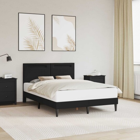 Sengestamme med LED lysstrimler Svart 135 x 190 cm Kunstlær Sengestamme med LED lysstrimler Svart 135 x 190 cm Kunstlær