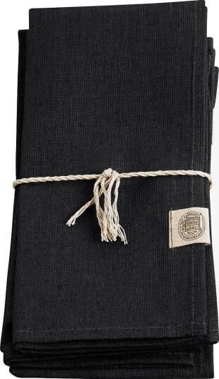 Lovely Linen Serviett Classic 4 pk i manglet lin Svart