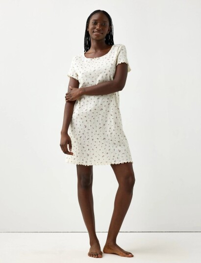 Lindex Nightdress In Pointelle Cream XS
