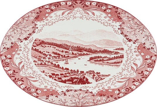 Porsgrunds Porselænsfabrik Vintage Serveringsfat 36cm Rød