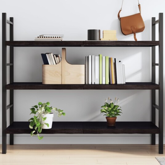 vidaXL Vegghylle m?rkegr? 140x50x4 cm behandlet heltre eik vidaXL Vegghylle m?rkegr? 140x50x4 cm behandlet heltre eik