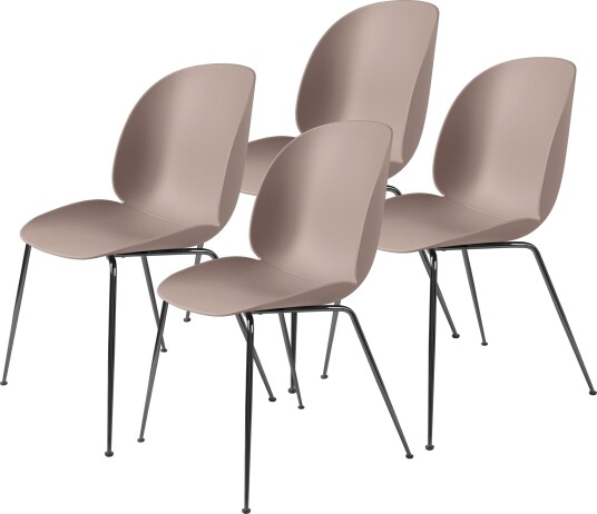 Gubi Beetle Spisestol Konisk Base/ Sort Krom/ Søt Rosa 4 Stk. Gubi Beetle Spisestol Konisk Base/ Sort Krom/ Søt Rosa 4 Stk.