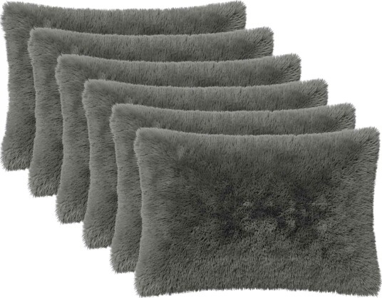 vidaXL Putetrekk 6 pcs HEERLEN Lysegrå 30 x 50 cm PV Fleece