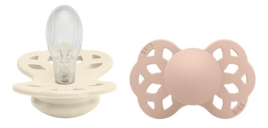 BIBS Pacifier Infinity Symmetrical Silicone Ivory/Blush Size 2 2p