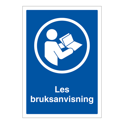 Jo Safety Les bruksanvisning skilt Påbudsskilt Flere varianter 6306025