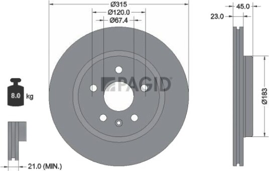 PAGID 56158NC Bremseskive