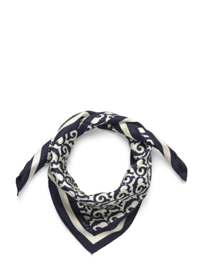 GANT G Print Silk Scarf - Navy - ONE SIZE