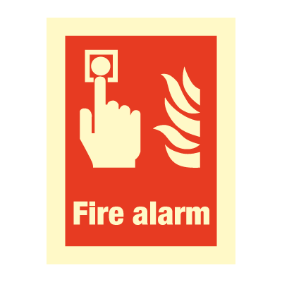 Jo Safety Fire alarm Photoluminescent Self Adhesive Vinyl PV NM 200 x150 mm IMO sign 105016PVNM