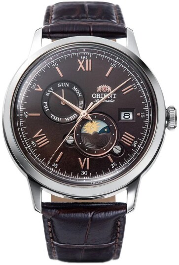 Orient Herreklokke RA AK0804Y Sun And Moon Brun/Lær Ø41.5 mm