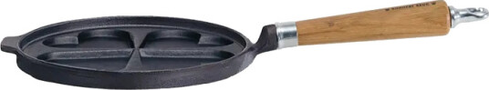 Ronneby Bruk Maestro pannekakepanne 4 hjerter Ø25 cm med eikehåndtak Ronneby Bruk Maestro pannekakepanne 4 hjerter Ø25 cm med eikehåndtak