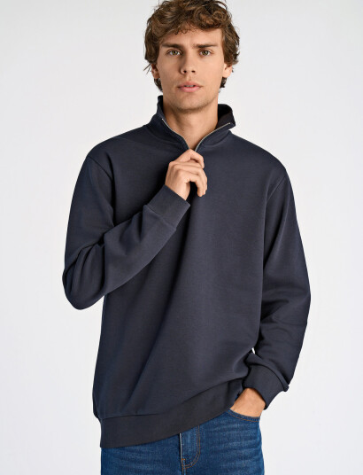 Lindbergh Jersey Half Zip Sweat - Black - S