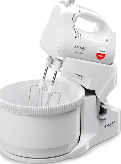 Smapp 451.66 Håndmikser med 2 boller - 580W, 5 hastigheter, turbofunksjon - Hvit