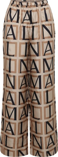 Malina Olga Drawstring Silk Pants   Beige   38