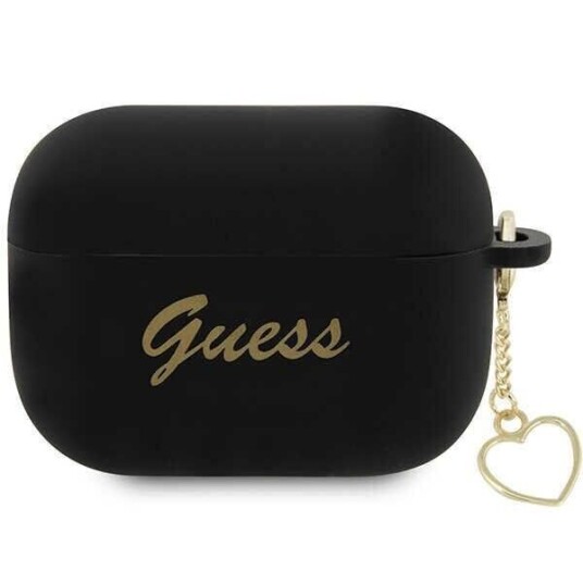 Guess Guap2lschsk Airpods Pro 2 (2022/2023) Cover Black/Black Silicone Charm Heart Collection