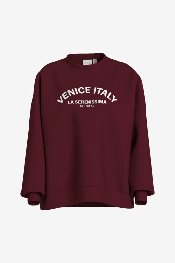 Vila Collegegenser viMinna L/S Loose Sweatshirt Rød