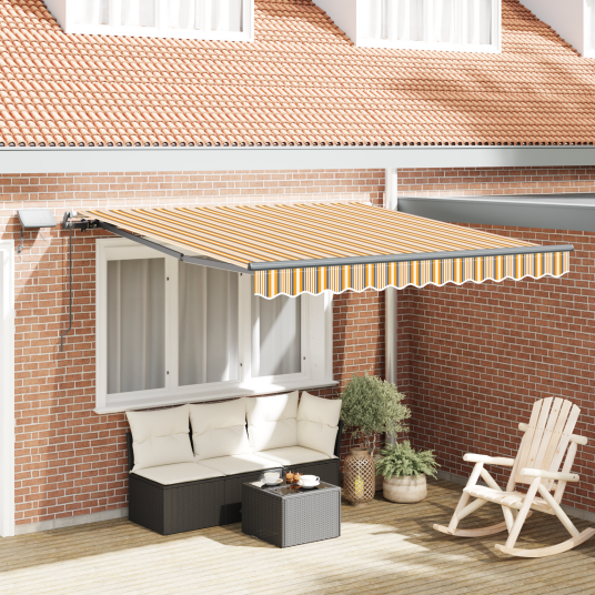  Manuell Uttrekkbar Markise med LED Multicolor Stripe 350x250 cm