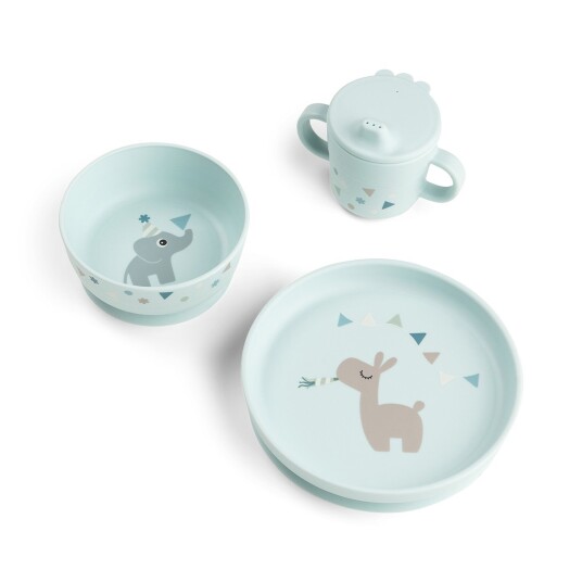 Done By Deer Foodie Dinner Set W/Suction Celebration Blue