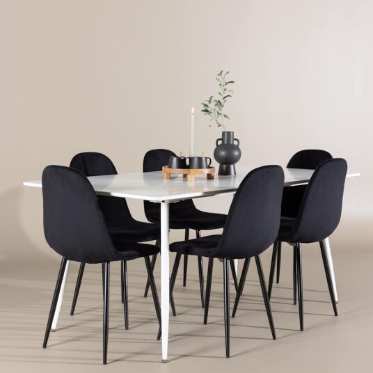 Venture Home Spisegruppe Venture Home Silar 180 med 6 stk Polar Stoler Fløyel GR24498