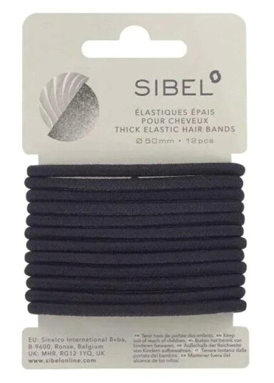 Sibel Elastic Thick Hair Bands 12 stk Black