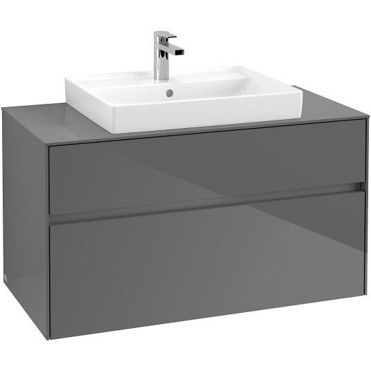 Villeroy & Boch Collaro Servantskap med 2 skuffer 100x50x54,8 cm u/lys Grå Høyglans Villeroy & Boch Collaro Servantskap med 2 skuffer 100x50x54,8 cm u/lys Grå Høyglans