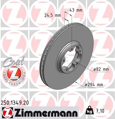 Bremseskive ZIMMERMANN 250.1349.20 Bremseskive ZIMMERMANN 250.1349.20