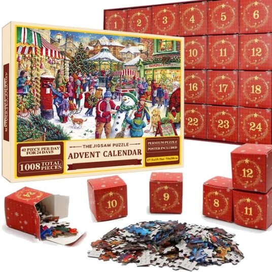 Puslespill adventskalender 2026 1008 puslespillbiter 24 dagers julenedtelling adventskalendere puslespill SD32