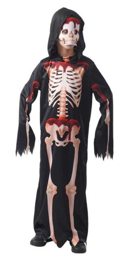 Skjelett med maske kostyme 5-6 år 110-120 cm