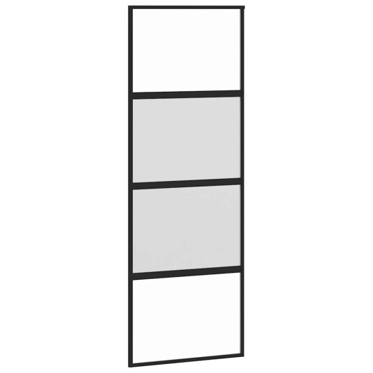 vidaXL Skyvedør med monteringssett svart 76x205 cm herdet glass